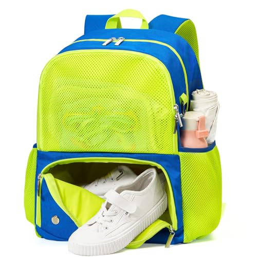 WAWSAM Blue&Green Kids Swim Bag for Swimmers - Beach Bag for Swimming with Wet Dry Compartments, Gym Sports Backpack with Shoes Compartment, Pool Bags Gym and Workout Gear by WAWSAM - Used condition - US$29.71