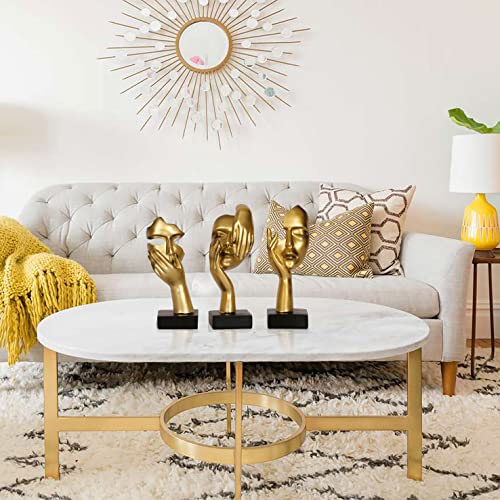 Fpkomd 3 Piece Thinker Statue Gold Home Decor Abstract Sculpture Resin Thinker Figurines For Desktop Office Desk Living Room Collection Cute Accent Figurine Decoration (Gold) #TOP1