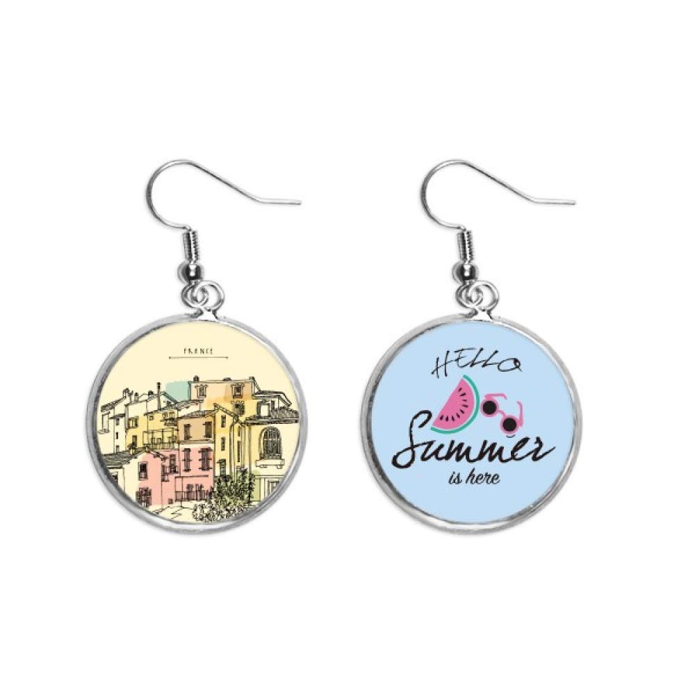 Pendientes de sandía con pintura de edificio de Francia para verano 5