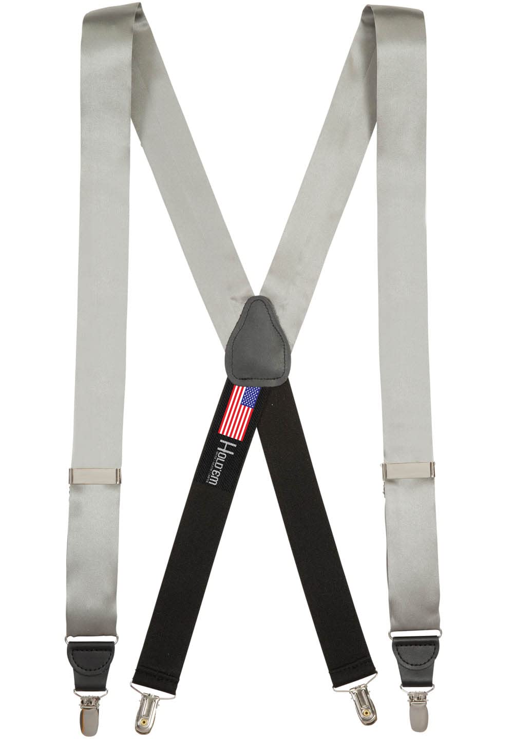 Hold'Em 100% Silk Suspenders for Men Clip End Dress Tuxedo Suspender Made in USA