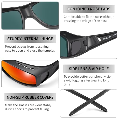 Image of URUMQI Polarized Sunglasses Fit Over Glasses for Men Women, Wraparound Sun Glasses UV400 Protection for Driving Fishing