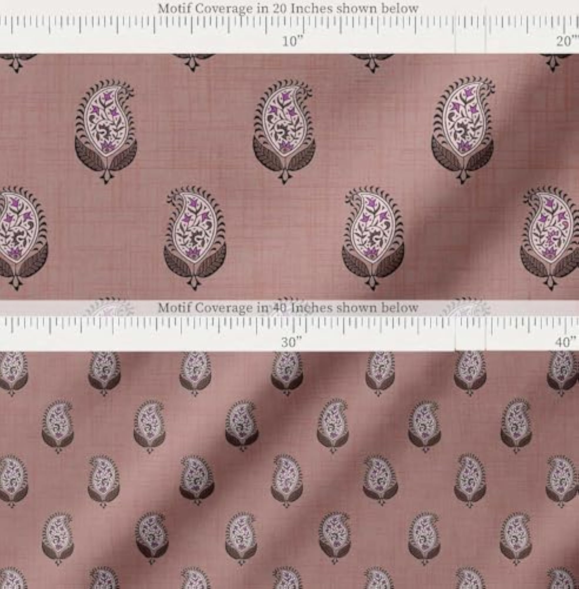 Cotton Cambric Fabric, Block Pattern, 56" Wide, 10 Meter