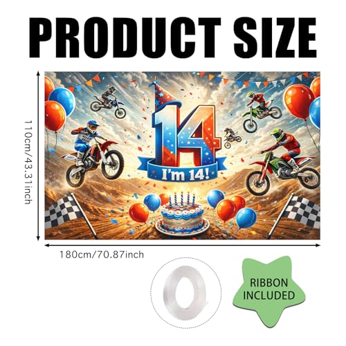 Image of Nuxovilar Happy 14th Birthday Banner Yard Sign 71 inchx43in Polyester Backdrop