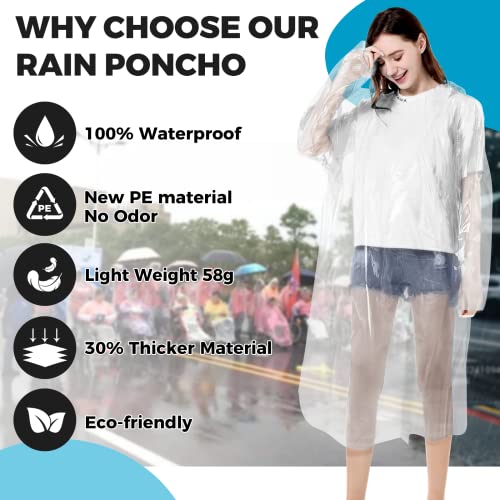 BFONS 5-6pcs Disopable Rain Ponchos for Adults,Ponchos Adults for Men and Women with Hood,Waterproof Rain Ponchos Raincoat2