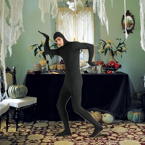 Costume Unisexe Extensible Gcroet XXL : Body Zentai Noir et Déguisement Halloween