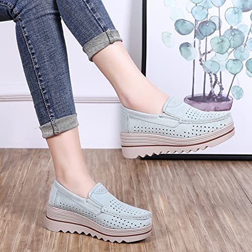Image of YING LAN Women Slip On Loafers Comfort Suede Moccasins Wide Low Top Shoes