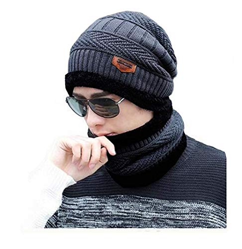 Image of Men's Woolen Cap with Neck Muffler /Neck Warmer Set