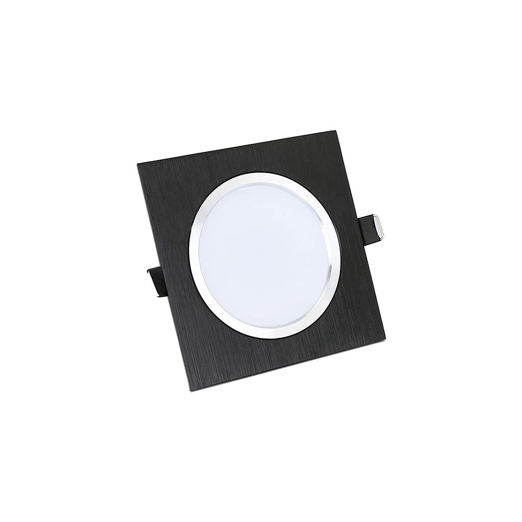 HynJGih Led Grille Light Embedded Square Single Head Downlight Black Grid Dedicated Ceiling Square Spotlight(Black White Light,12W)