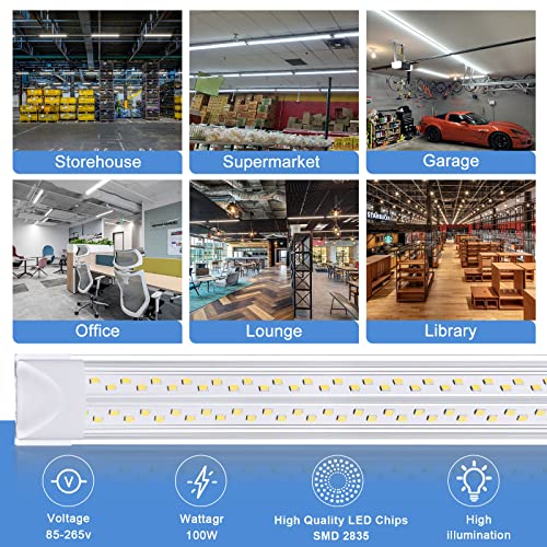 Elekico 8Ft Led Shop Light, Super Bright 100W 15000Lm 5000K Led Shop Light 8Ft, Durable Save 70% More Energy Led Shop Lights 8 Foot With Plug For Garage Warehouses Shops 12 Pack #TOP3