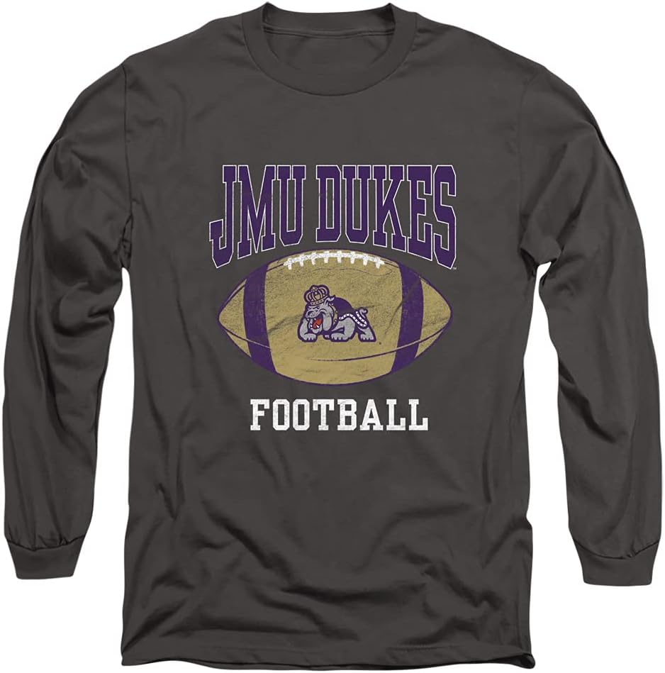 James Madison University JMU Official Football Unisex Adult Long-Sleeve T Shirt,Charcoal, X-Large