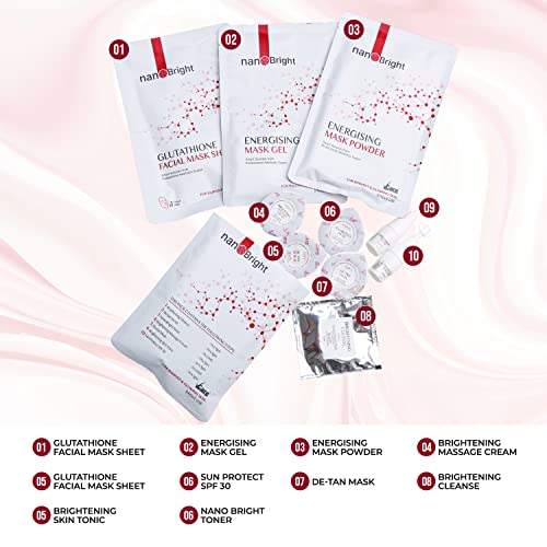 Image of Bridal Facial Kit Vitamin C Glowing Skin 10 Pieces Skin Care Set with Scrub, Toner, Skin tonic, Glutathione Face mask, Glow Sunscreen for Bright and Radiant Glowing Skin Suitable for All Skin Types (Single Use)