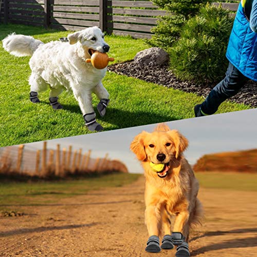 Koeson Dog Shoes For Hot Pavement, Reflective Summer Dog Boots For Medium & Large Breeds Heat Protection, Soft & Breathable Outdoor Mesh Dog Booties Pet Footwear Paw Protector Grey 80 #TOP5