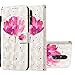 Produktbild HMTECH Für LG K40 2019 Hülle,Für LG K40 2019 Hülle Handyhülle Leder Rot Blumen Flip Case PU Leder Cover Magnet Schutzhülle Tasche Ständer Handytasche für LG K40 2019,YB Red Flower