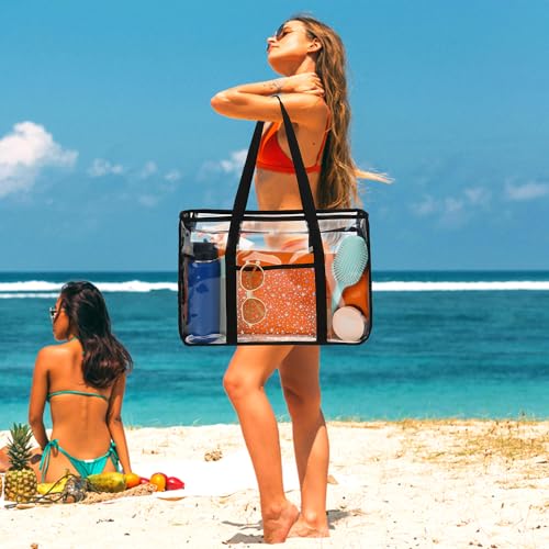 Fammart CB001-BK01 Large Clear Beach Bag, 23L Womens Shoulder Tote Bag thumb #1