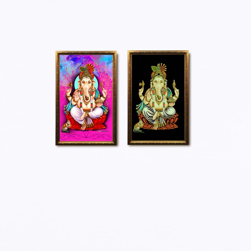 Royalina Art GalleryGlow in Dark God Ganeshji Photo Frame for Living Room, Home Decor, Bedroom, Office (Small)
