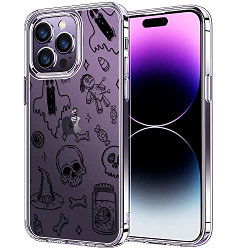 Bicol Halloween Iphone 14 Pro Max Case Clear Fashion Designs Phone Cover For Women Girls, Stylish Slim Shockproof Hard Pc+Tpu Bumper Flower Protective Phone Case For Iphone 14 Pro Max 6.7" 2022 Magic #TOP8