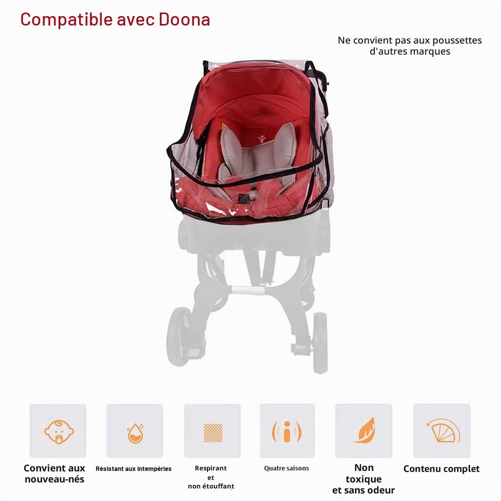 Housse de pluie pour siège auto compatible avec Doona, Poussette Protection contre la pluie fit Doona, EVA Bébé protection contre les intempéries fit Doona, Accessoire de siège de voiture ventilé