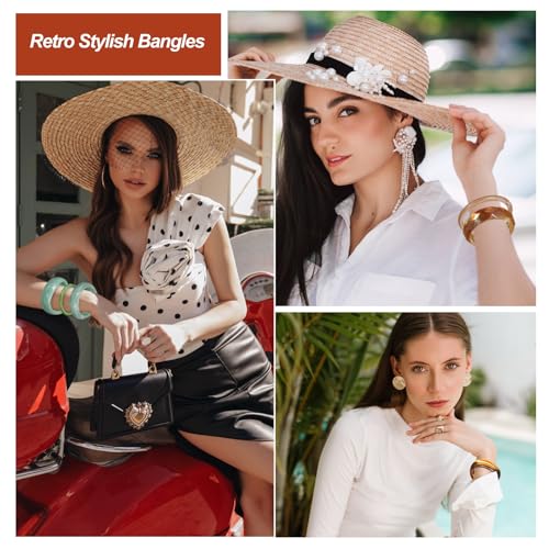 Cadeau tendance irrégulier : lot de 3 bracelets joncs en résine pour femme - 6
