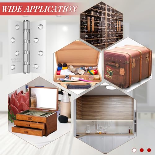 4 Stück 304 Edelstahl Scharniere 7.5 * 10cm Groß Schwerlast Türscharnier,Scharnier Edelstahl Klappbar 4 Zoll Türband Dicke 3mm mit 32pcs Schrauben für Massive Türen Innen + Außen