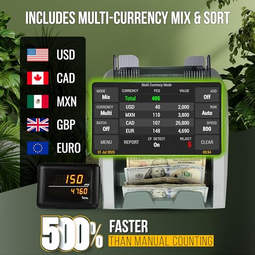 Image of KOLIBRI Money Counter Machine I LCD Display I Business Grade I Advanced 2CIS /UV /MG /IR /MT /DD /HLF /SN IRT Detection I Mixed Denomination I Multi-Currency I Single Pocket I 3 Years Warranty I Domino-V2