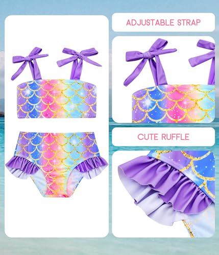 Image of Girls Swimsuit One-piece Bikini Set Two Sets Matching Bathing Suits 2-6T Adjustable Strap Summer Beach