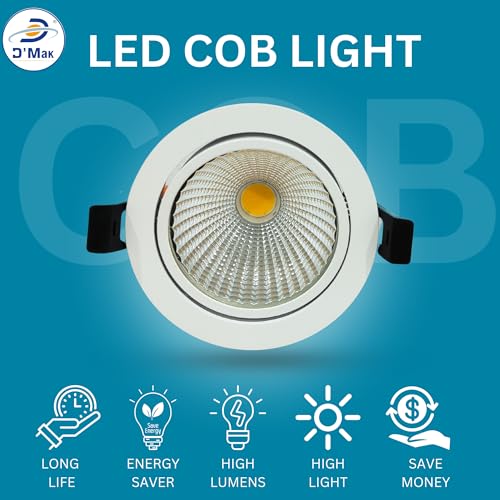 Image of D'Mak Moveble LED COB Light | Recessed LED Ceiling Light for Indoor Lighting | Natural White Color | Aluminium Body (5, 18 Watt)