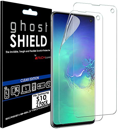 TECHGEAR [Pack of 2] Screen Protectors fit Samsung Galaxy S10 [ghostSHIELD Edition] Reinforced TPU film Screen Protector Guard Covers [FULL Screen Coverage] Curved Screen Area (NOT for S10e S10+)