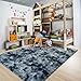 ULTSOFE Fluffy Soft Living Room Bedroom Rug, 4x6 Area Rugs Super Soft Shaggy Carpet for Living Room Classroom Kids Boys Room Nursery Dorm Home Decor, Modern Indoor Non Slip Rug Tie-Dyed Blue Grey