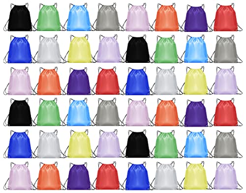 Winterlace 48 Pc Drawstring Backpacks Sports, Bulk Gym Cinch Sack Bag Sports Travel