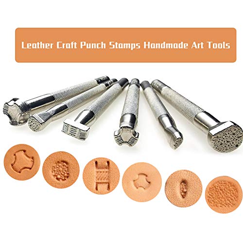 UOOU Leather Stamp Tools, Leather Carving Set, Leather Kit with Leather Carving Hammer, Stamp Punch Set and Tracing Pen, Leather Carving Working Saddle Making Tools for Leather Craft DIY