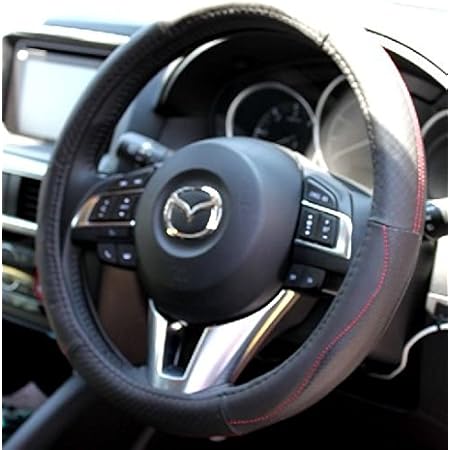 Amazon Mazda マツダ Cx 5 アテンザ Atenza アクセラ Axela マツダ車 対応 ハンドルカバー 赤ステッチ 内装 ドレスアップ カスタム パーツ アクセサリー 蒸れいにくい 滑りにくい グリップ感抜群 ハンドルカバー 車 バイク
