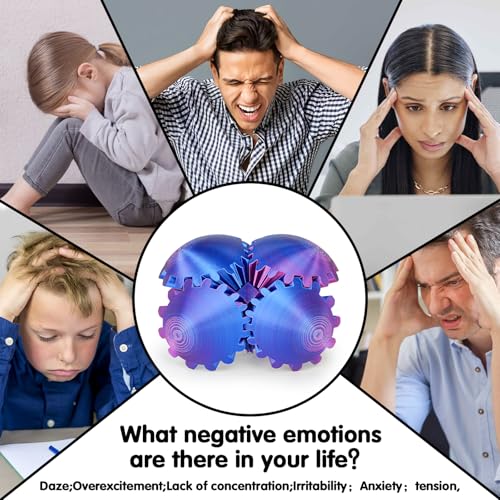 Image of Gear Ball 3D Printed Cube Fidget Toy,Gear Sphere Fidget Toys,Sensory Toys for Stress and Anxiety Relief, Desk Toy Fidget Spinners,Stocking Stuffers for Adults & Kids Gift(Purple Blue, 3.1 Inch)