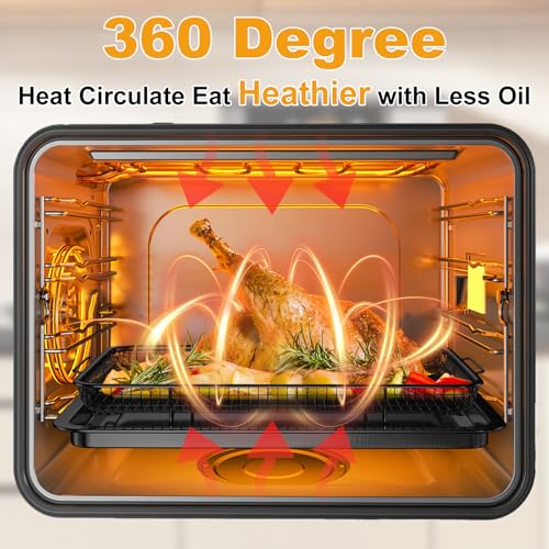 Image of DONGULI Air Fryer Basket Oven - 2 Set Large Air Fryer Basket and Tray Stainless Steel Oven Air Fryer Rack Pan Accessories for Baking (L-2 Pack-Black-15.7 inchx11.8 inch)