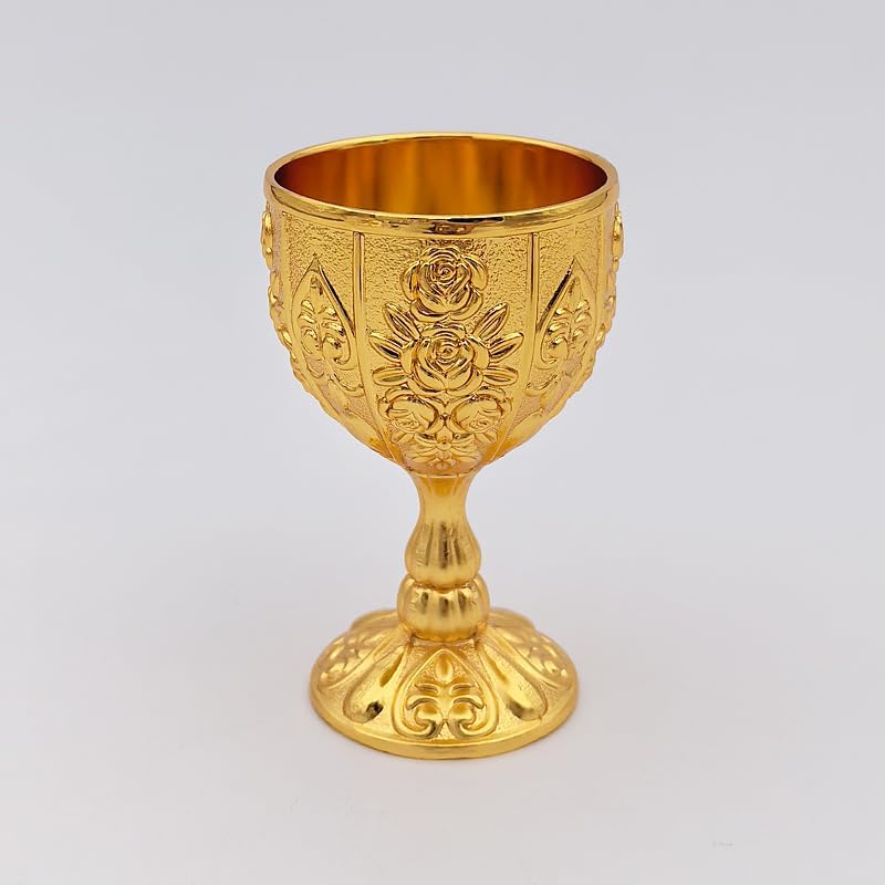 Copas de cáliz grabadas vintage con patrón de flores de licor, 2 unidades, color dorado