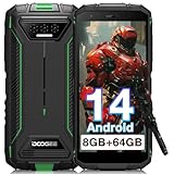 DOOGEE S41T Rugged Phone Unlocked 2024,Android 14 6300mAh Battery,8GB+64GB,4G Dual Sim Rugged Smartphone,13MP Camera,IP68 Waterproof Cell Phone,Face Unlock,NFC/T-Mobile,Green