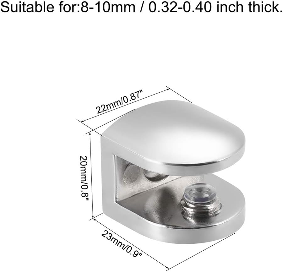 uxcell Glass Shelf Support, Zinc Alloy Clip Holder for 8-10mm Thickness 4pcs