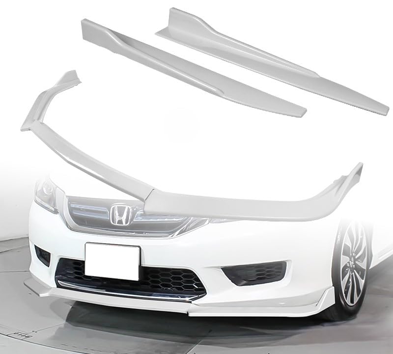 Stay-Tuned, 5PCS ABS STP-Style Front Bumper Lip Spoiler Body Kit + Universal 31" x 4" Side Skirts, Compatible with 2013-2015 Honda Accord 4DR/Sedan,