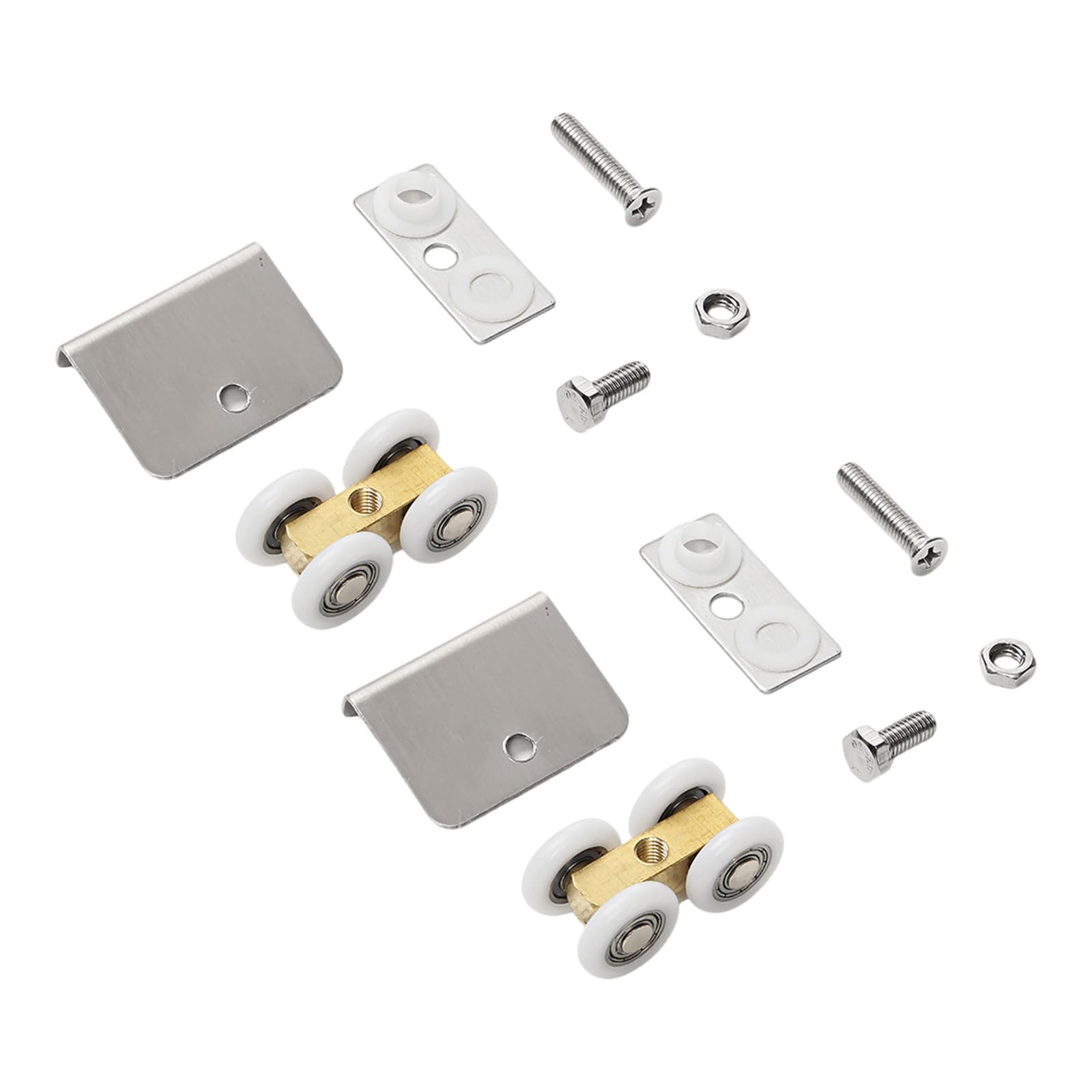 2Pcs Four Wheel Hanging Pulley Roller Stainless Steel Shower Door Rollers Smooth Quiet Sliding Glass Door Wheel Four Hanging Pulley Roller