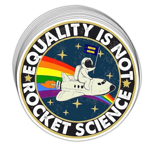 Image of (3in-10Pcs) Equality is Not Rocket Science Sticker Funny Equality Inclusion Rainbow Astronaut LGBT LGBTQ+ Sticker Pride Month Gift Decor Window Laptop Tablet Water Bottle Car Helmet Vehicle