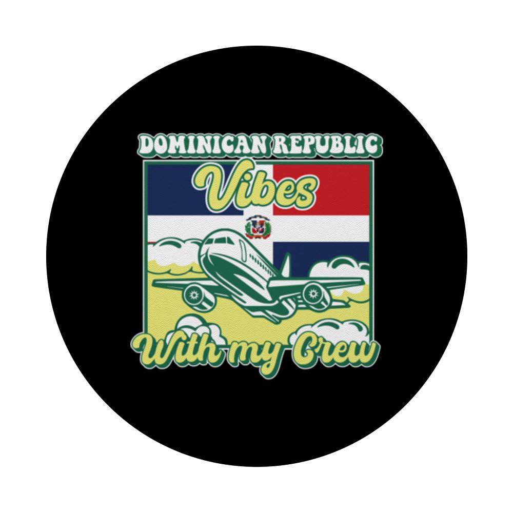 Dominican Republic Vibes With My Crew Travel PopSockets Swappable PopGrip, Black - Image 3