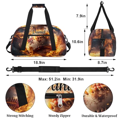 Personalized-Kids-Duffel-Bag Custom-Name Travel-Bag Gym-Bag Luggage Bags Small Sports-Bag for Boy Fire-Baseball-Sports-Bag2