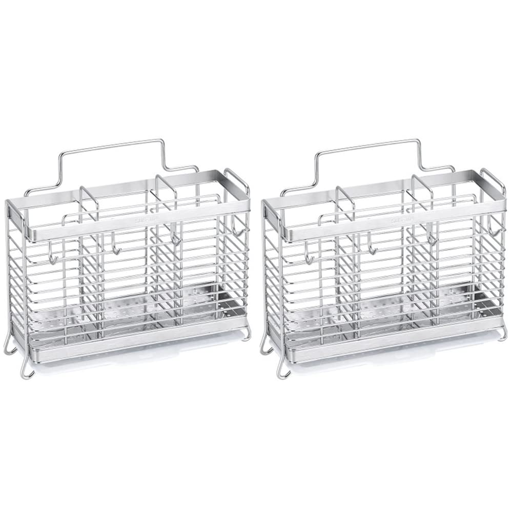 Hndhbfgrt 2X Kitchen Hanging Stainless Steel Chopsticks Spoons Fork Cutlery Holder Organizer Rack Drainer Storage