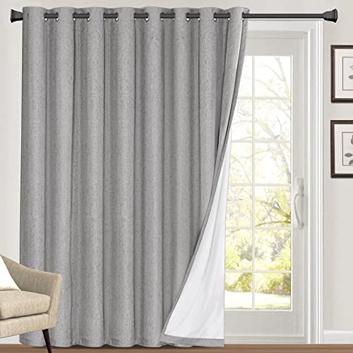 Image of PrinceDeco Blackout Curtains for Living Room 100 Percent Blackout Curtains for Sliding Glass Doors Patio Curtains for Sliding Door Anti Rust Grommet Room Divider Curtains,W100 X L108 Inch,Light Grey