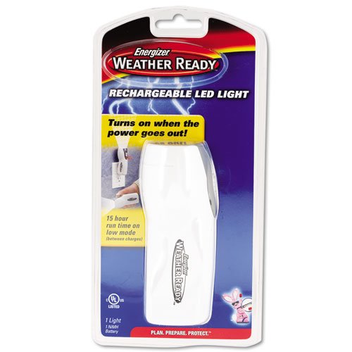 Energizer, RCL1NM2WR, Weather Ready LED Flashlight, 1 NiMH Rechargeable Battery (Included), Silver/Gray, Sold As 1 Each