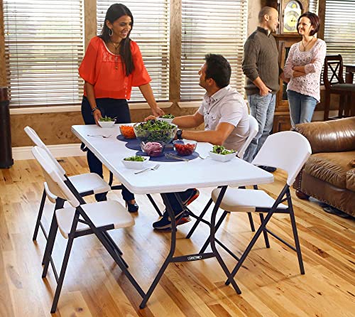 Table pliante Lifetime 183x76 cm blanche en résine haute densité pour réception - 5