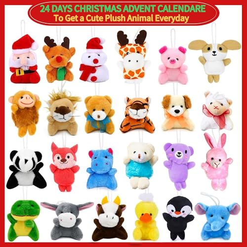 Chennyfun-Calendrier-de-lAvent-de-Noel-2024-Compte-a-Rebours-Noel-avec-24-Peluche-Mignonnes-Decorations-De-Noel-Cadeaux-dAnniversaire-De-Noel-Surprises-Pour-Garcons-Et-Filles Calendrier de l'Avent de Noël 2024 - 24 Surprises douces et magiques pour les enfants – Image 3