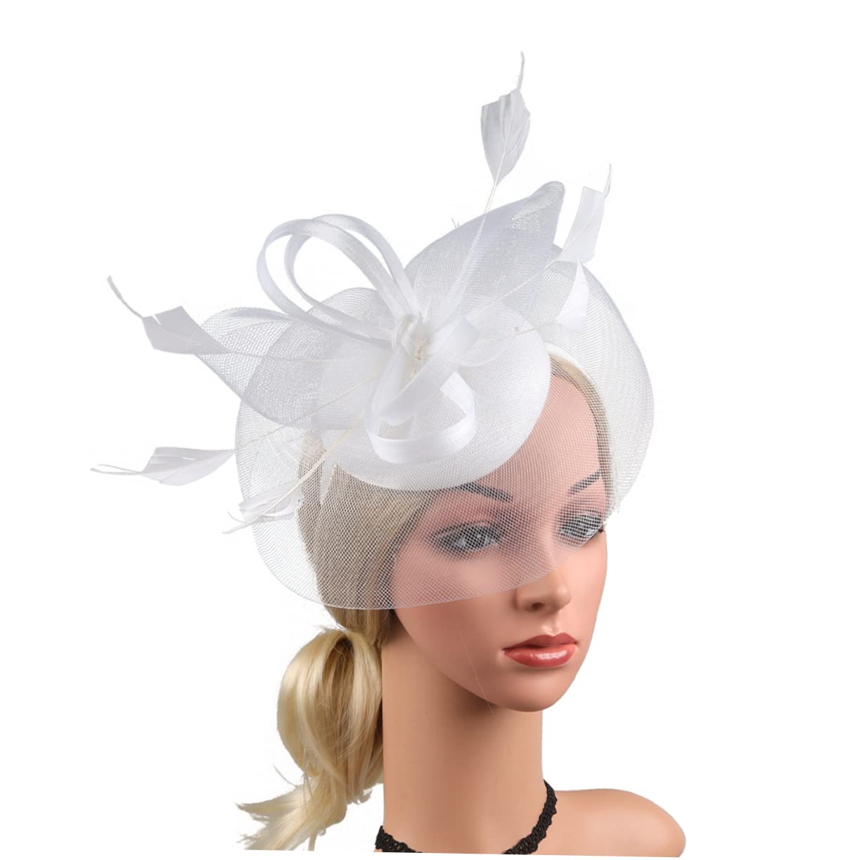 ifundom 4pezzi Cappello da Sposa Elegante Rete con Fiori Artificiali Fascinator Leggero e Romantico per Banquet e Tea Party Accessorio Moda per Donne