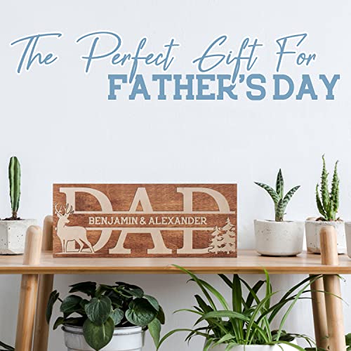 Hunting Gifts For Dad 2023, Personalized Wooden Dad Sign W/Kids Names - 4 Colors, 5 Fonts, 2 Sizes - Custom Gifts For Dad From Daughter, Son, Wife, Dad Gifts For Father, Grandpa #TOP5