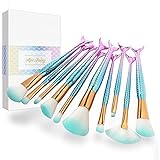 Mermaid Makeup Brushes Set Apr.Fairy 10pcs Gift-packing Ultra-soft Bristles Make Up Brush Kit Face Foundation Blush Concealer Beauty Tools - Green Gradient