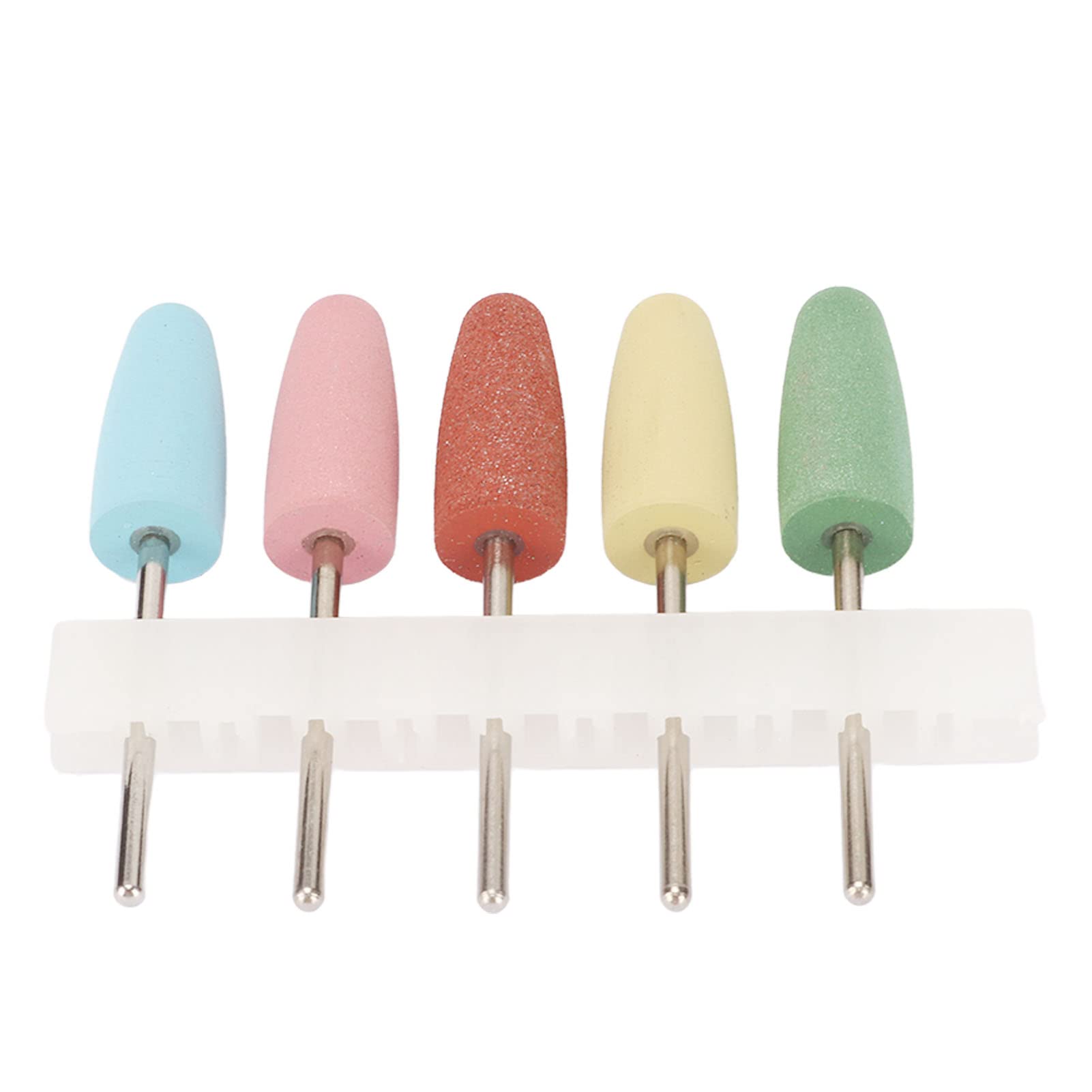 5 Punte per Levigatrice Unghie in Silicone – Accessori per Trapano Manicure e Pedicure, Abrasive per Gel, Lucidatura e Cuticole, Confezione 5 pezzi